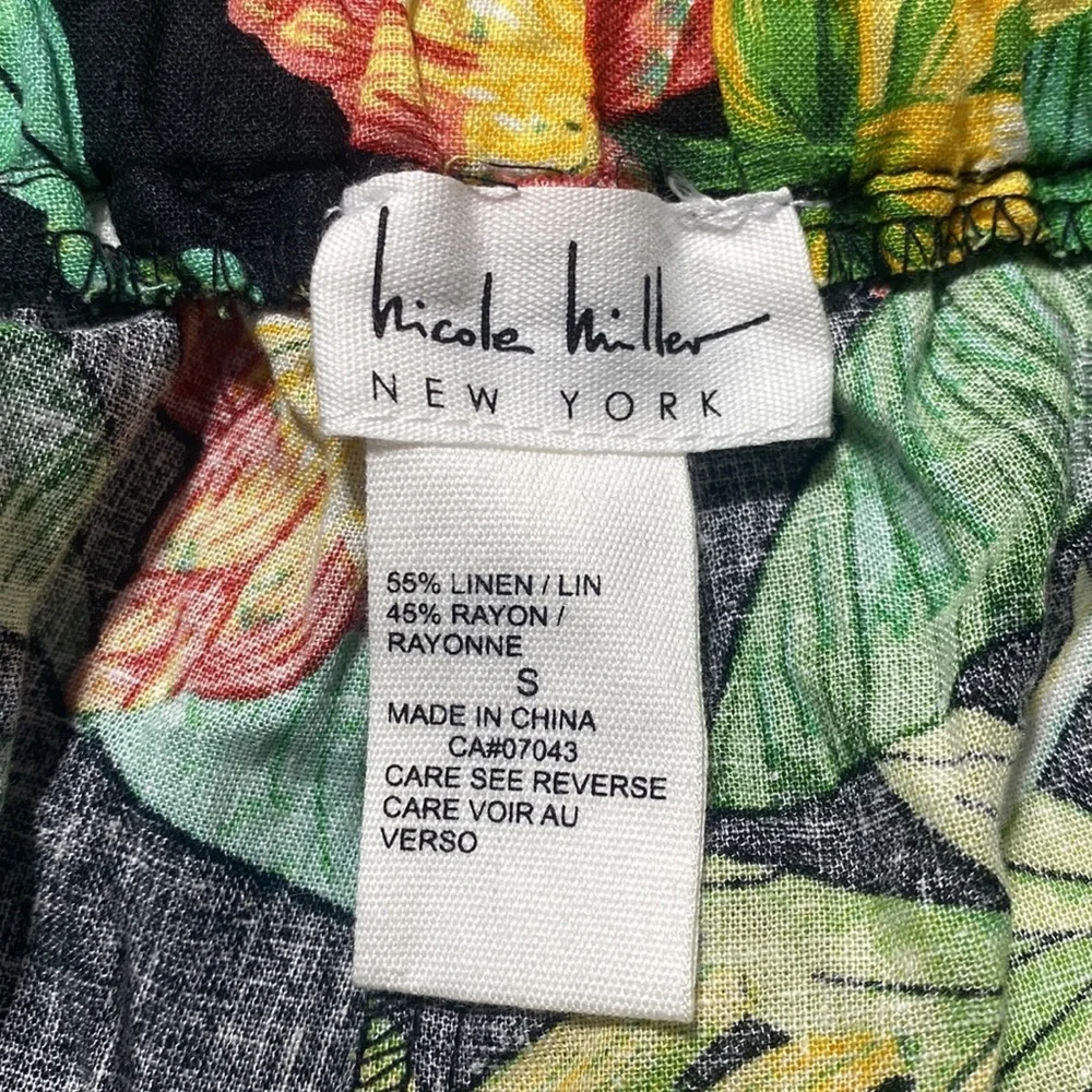 Nicole Miller Tropical Linen Blend Boho Beachy Novelty Coastal Shorts Size Small - Picture 5 of 5